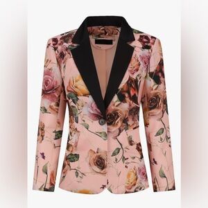 Floral Blazer with Black Lapel XS Ptp 17 1/2 NWT
